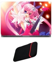 Skin Yard Anime Girl With Guitar Laptop Skin/Decal with Reversible Laptop Sleeve - 15.6 Inch Combo Set   Laptop Accessories  (Skin Yard)