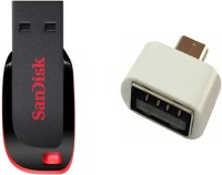 View SanDisk 16 gb Cruzer Blade Pen Drive with OTG Adapter Combo Set Laptop Accessories Price Online(SanDisk)