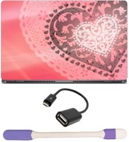 Skin Yard Pink Love Heart Abstract Laptop Skin -14.1 Inch with USB LED Light & OTG Cable (Assorted) Combo Set   Laptop Accessories  (Skin Yard)