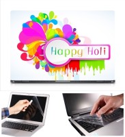 Skin Yard Colourful Splash- Happy Holi Laptop Skin Decal with Keyguard & Screen Protector -15.6 Inch Combo Set   Laptop Accessories  (Skin Yard)