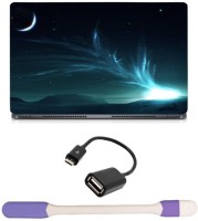 Skin Yard Fantasy Astronomy North Light Laptop Skin -14.1 Inch with USB LED Light & OTG Cable (Assorted) Combo Set   Laptop Accessories  (Skin Yard)
