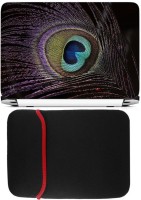 View FineArts Purple Feather Laptop Skin with Reversible Laptop Sleeve Combo Set Laptop Accessories Price Online(FineArts)