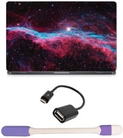 Skin Yard Red Blue Galaxy Stars Laptop Skin -14.1 Inch with USB LED Light & OTG Cable (Assorted) Combo Set   Laptop Accessories  (Skin Yard)