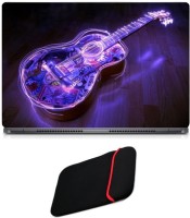 Skin Yard Neon Acoustic Guitar Laptop Skin with Reversible Laptop Sleeve - 15.6 Inch Combo Set   Laptop Accessories  (Skin Yard)