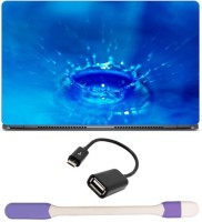 Skin Yard Dynamic Aqua Laptop Skin -14.1 Inch with USB LED Light & OTG Cable (Assorted) Combo Set   Laptop Accessories  (Skin Yard)