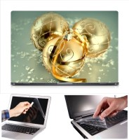 Skin Yard Christmas Golden Balls Laptop Skin Decal with Keyguard & Screen Protector -15.6 Inch Combo Set   Laptop Accessories  (Skin Yard)