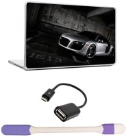 Skin Yard Audi R8 Car Laptop Skin -14.1 Inchs with USB LED Light & OTG Cable (Assorted) Combo Set   Laptop Accessories  (Skin Yard)