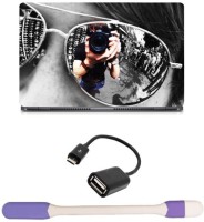 Skin Yard Aviator Photography Laptop Skin -14.1 Inch with USB LED Light & OTG Cable (Assorted) Combo Set   Laptop Accessories  (Skin Yard)