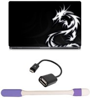 Skin Yard White Dragon Abstract Laptop Skin -14.1 Inch with USB LED Light & OTG Cable (Assorted) Combo Set   Laptop Accessories  (Skin Yard)