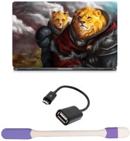 Skin Yard Alice in Wonderland Lion Laptop Skin -14.1 Inch with USB LED Light & OTG Cable (Assorted) Combo Set   Laptop Accessories  (Skin Yard)