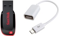 SanDisk 16 GB Cruzer Blade pendrive with OTG Cable Combo Set   Laptop Accessories  (SanDisk)