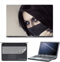 Skin Yard Sparkle Blue Eyes in Black Skarf Laptop Skin with Screen Protector & Keyboard Skin -15.6 Inch Combo Set   Laptop Accessories  (Skin Yard)