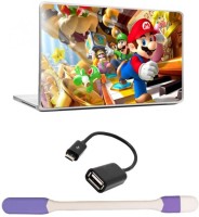 Skin Yard Super Mario Brothers Laptop Skin -14.1 Inch with USB LED Light & OTG Cable (Assorted) Combo Set   Laptop Accessories  (Skin Yard)