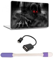Skin Yard Hot Red Eye Ghost Laptop Skin -14.1 Inch with USB LED Light & OTG Cable (Assorted) Combo Set   Laptop Accessories  (Skin Yard)