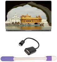 Skin Yard Golden Temple Eye View Laptop Skin with USB LED Light & OTG Cable - 15.6 Inch Combo Set   Laptop Accessories  (Skin Yard)