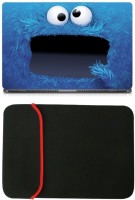 View Skin Yard Cool Blue Cookie Monster Laptop Skin with Reversible Laptop Sleeve - 15.6 Inch Combo Set Laptop Accessories Price Online(Skin Yard)