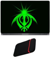 Skin Yard Sikh Symbol Laptop Skin/Decal with Reversible Laptop Sleeve - 14.1 Inch Combo Set   Laptop Accessories  (Skin Yard)