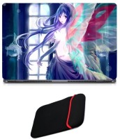 Skin Yard Anime Fairy Girl Laptop Skin with Reversible Laptop Sleeve - 14.1 Inch Combo Set   Laptop Accessories  (Skin Yard)