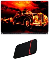 Skin Yard Fire Car Laptop Skin/Decal with Reversible Laptop Sleeve - 15.6 Inch Combo Set   Laptop Accessories  (Skin Yard)