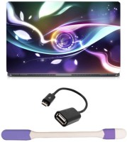 Skin Yard Colorful Elder Scroll Abstract Laptop Skin -14.1 Inch with USB LED Light & OTG Cable (Assorted) Combo Set   Laptop Accessories  (Skin Yard)