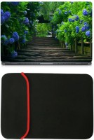 Skin Yard Path of Flower Garden Laptop Skin with Reversible Laptop Sleeve - 14.1 Inch Combo Set   Laptop Accessories  (Skin Yard)