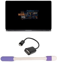 Skin Yard Freelance Switch Work Time Sparkle Laptop Skin -14.1 Inch with USB LED Light & OTG Cable (Assorted) Combo Set   Laptop Accessories  (Skin Yard)