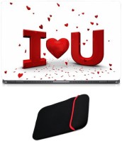 Skin Yard 3D I Love You Flying Heart Sparkle Laptop Skin with Reversible Laptop Sleeve - 15.6 Inch Combo Set   Laptop Accessories  (Skin Yard)