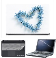 Skin Yard Sparkle Blue Flower Heart Laptop Skin with Screen Protector & Keyboard Skin -15.6 Inch Combo Set   Laptop Accessories  (Skin Yard)