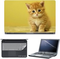 Skin Yard 3in1 Combo- Brown Cat Laptop Skin with Screen Protector & Keyguard -15.6 Inch Combo Set   Laptop Accessories  (Skin Yard)