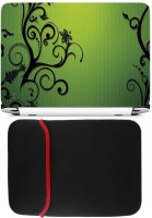 FineArts Green Vector Laptop Skin with Reversible Laptop Sleeve Combo Set   Laptop Accessories  (FineArts)