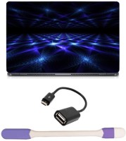 Skin Yard 3D Stage Blue Light Laptop Skin -14.1 Inch with USB LED Light & OTG Cable (Assorted) Combo Set   Laptop Accessories  (Skin Yard)