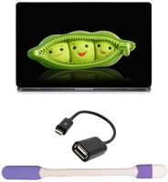Skin Yard Anime Cute Baby Peas Sparkle Laptop Skin with USB LED Light & OTG Cable - 15.6 Inch Combo Set   Laptop Accessories  (Skin Yard)