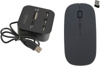 View NewveZ All In One 3 Port USB Hub Cum Multi Card Reader With Ultra Wireless Slim mouse Combo Set Laptop Accessories Price Online(NewveZ)
