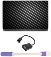 Skin Yard Diagonal Stripes Laptop Skin -14.1 Inch with USB LED Light & OTG Cable (Assorted) Combo Set   Laptop Accessories  (Skin Yard)