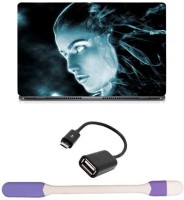 Skin Yard 3D Girl Ghost Face Laptop Skin with USB LED Light & OTG Cable - 15.6 Inch Combo Set   Laptop Accessories  (Skin Yard)