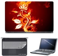 Skin Yard Fire Flower Rose Laptop Skin with Screen Protector & Keyguard -15.6 Inch Combo Set   Laptop Accessories  (Skin Yard)