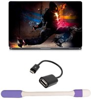 Skin Yard Cool Musical Boy Laptop Skin with USB LED Light & OTG Cable - 15.6 Inch Combo Set   Laptop Accessories  (Skin Yard)