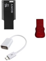 View Sony 16 GB Tinny Pendrive with OTG Cable and Card reader Combo Set Laptop Accessories Price Online(Sony)