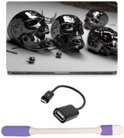 Skin Yard Robot Skulls Laptop Skin -14.1 Inch with USB LED Light & OTG Cable (Assorted) Combo Set   Laptop Accessories  (Skin Yard)