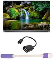 Skin Yard Beautiful Waterfall Scenary Laptop Skin -14.1 Inch with USB LED Light & OTG Cable (Assorted) Combo Set   Laptop Accessories  (Skin Yard)