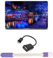 Skin Yard Christmas Lights Boat Restaurant Laptop Skin with USB LED Light & OTG Cable - 15.6 Inch Combo Set   Laptop Accessories  (Skin Yard)