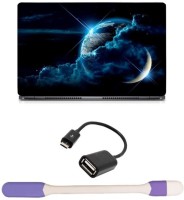 Skin Yard Earth Clouds Light With Moon & Star Laptop Skin with USB LED Light & OTG Cable - 15.6 Inch Combo Set   Laptop Accessories  (Skin Yard)