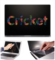 Skin Yard Creative Cricket Text Laptop Skin Decal with Keyguard & Screen Protector -15.6 Inch Combo Set   Laptop Accessories  (Skin Yard)