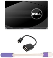 Skin Yard Dell Background Laptop Skin -14.1 Inch with USB LED Light & OTG Cable (Assorted) Combo Set   Laptop Accessories  (Skin Yard)