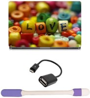 Skin Yard Love Bids Laptop Skin -14.1 Inch with USB LED Light & OTG Cable (Assorted) Combo Set   Laptop Accessories  (Skin Yard)