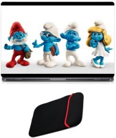 Skin Yard Smurfs Character Laptop Skin/Decal with Reversible Laptop Sleeve - 14.1 Inch Combo Set   Laptop Accessories  (Skin Yard)