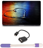 Skin Yard Light Heart Water Rainbow Laptop Skin -14.1 Inch with USB LED Light & OTG Cable (Assorted) Combo Set   Laptop Accessories  (Skin Yard)