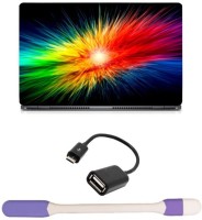 Skin Yard Colourful Illusion Abstract Explosion Laptop Skin -14.1 Inch with USB LED Light & OTG Cable (Assorted) Combo Set   Laptop Accessories  (Skin Yard)