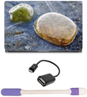 Skin Yard Water Stone Pebble Stream Laptop Skin -14.1 Inch with USB LED Light & OTG Cable (Assorted) Combo Set   Laptop Accessories  (Skin Yard)