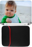FineArts Confident Child Laptop Skin with Reversible Laptop Sleeve Combo Set   Laptop Accessories  (FineArts)